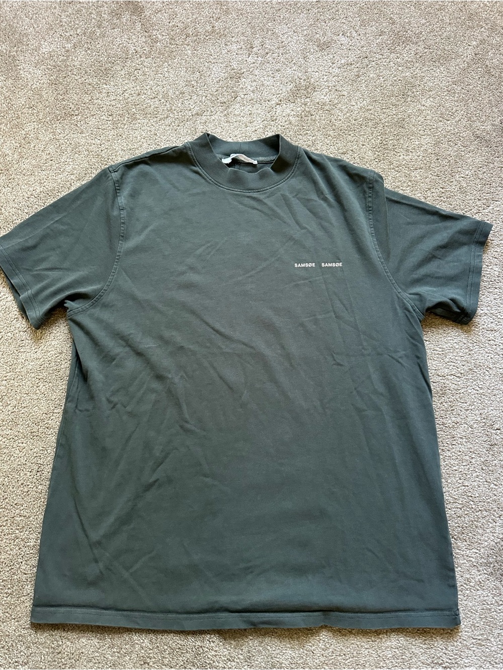 Samsøe Samsøe Men’s Dark Green Norsbro Organic Cotton Plain T-shirt Sz XL